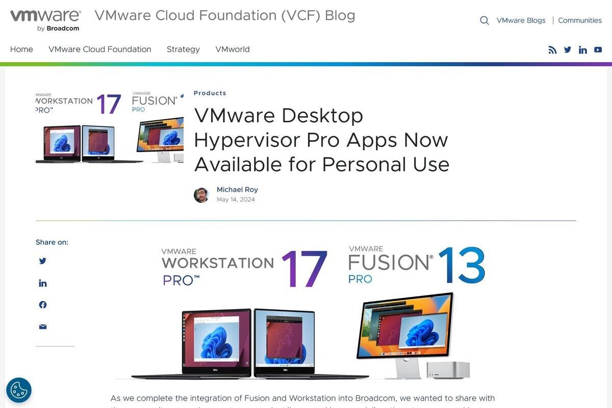 VMware Workstation Pro 17とFusion Pro 13の個人利用を無償に | TECH+（テックプラス）