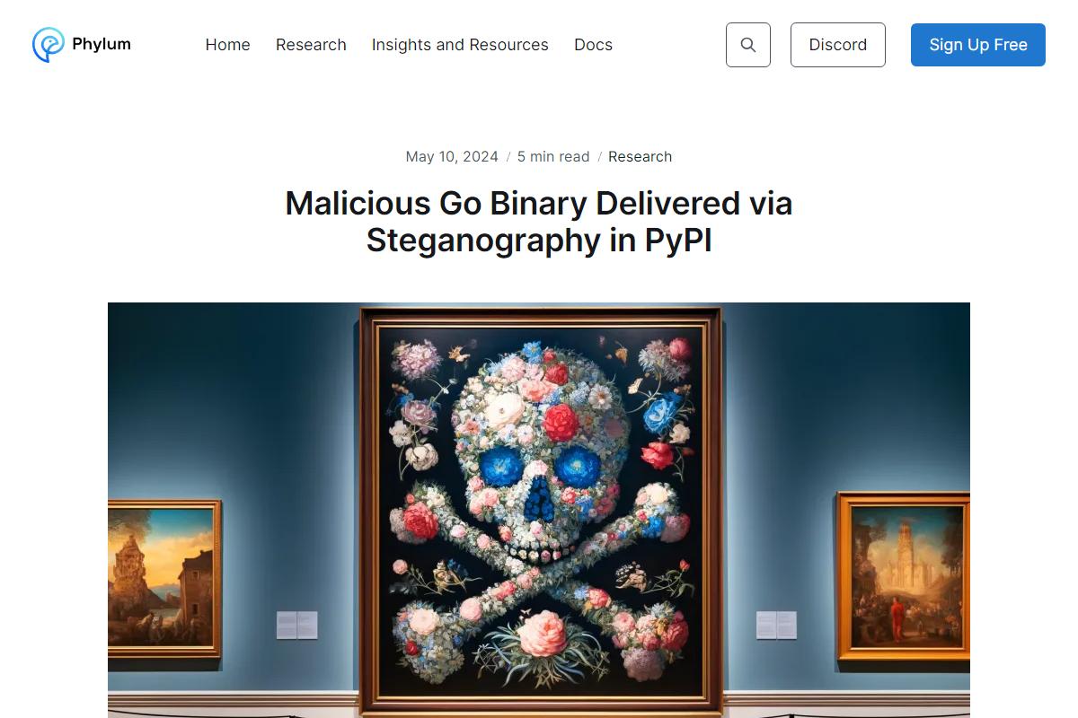 Malicious Go Binary Delivered via Steganography in PyPI