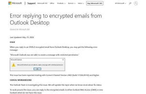 Outlookデスクトップから暗号化メールに返信できない問題の回避策