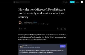 Microsoft Copilot+ PC向け新機能「Recall」、「悪夢のようなリスク」と非難も
