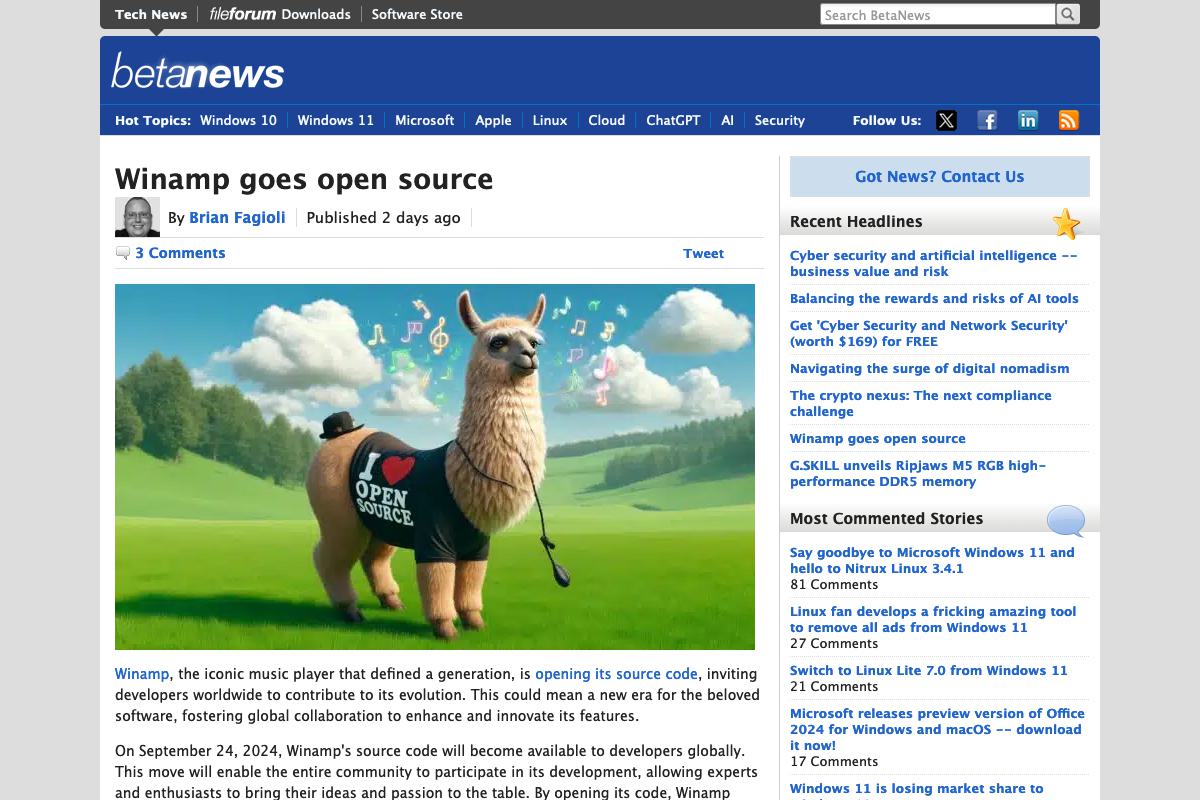   Winamp goes open source