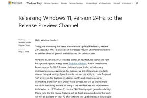 Windows 11 24H2がリリースプレビューチャネルに登場、Sudo for Windowsなど追加