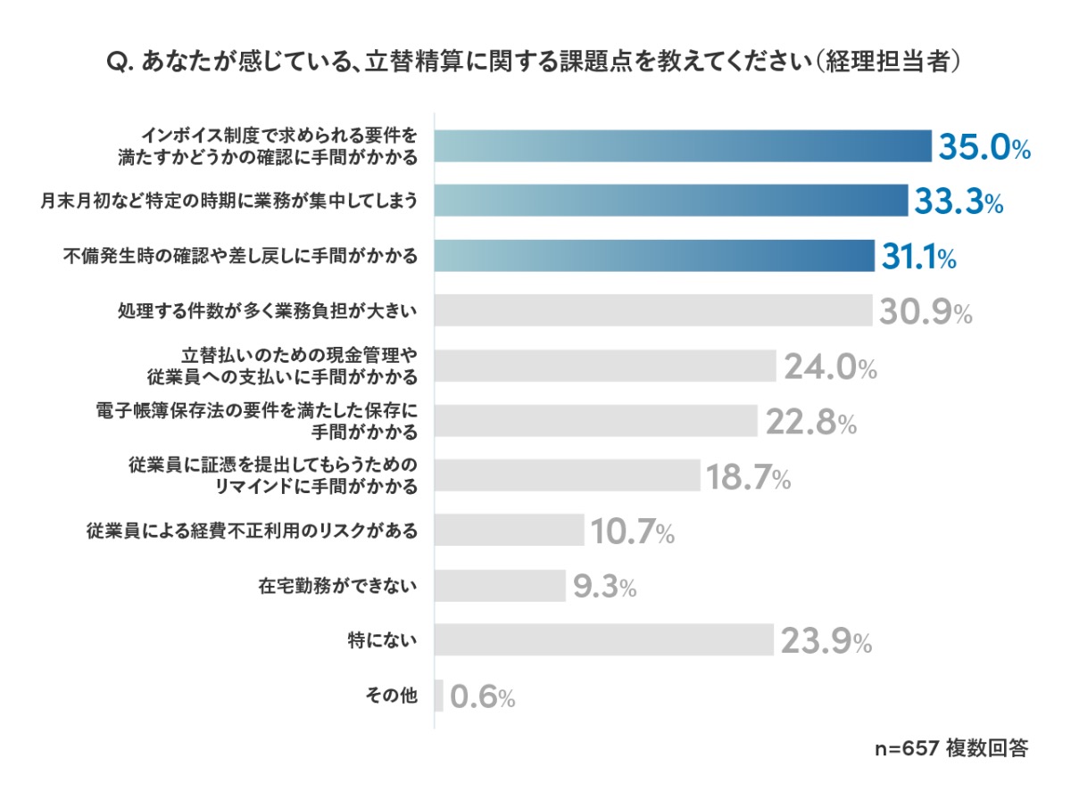 あなたが感じている、立替精算に関する課題点を教えてください（経理担当者）
