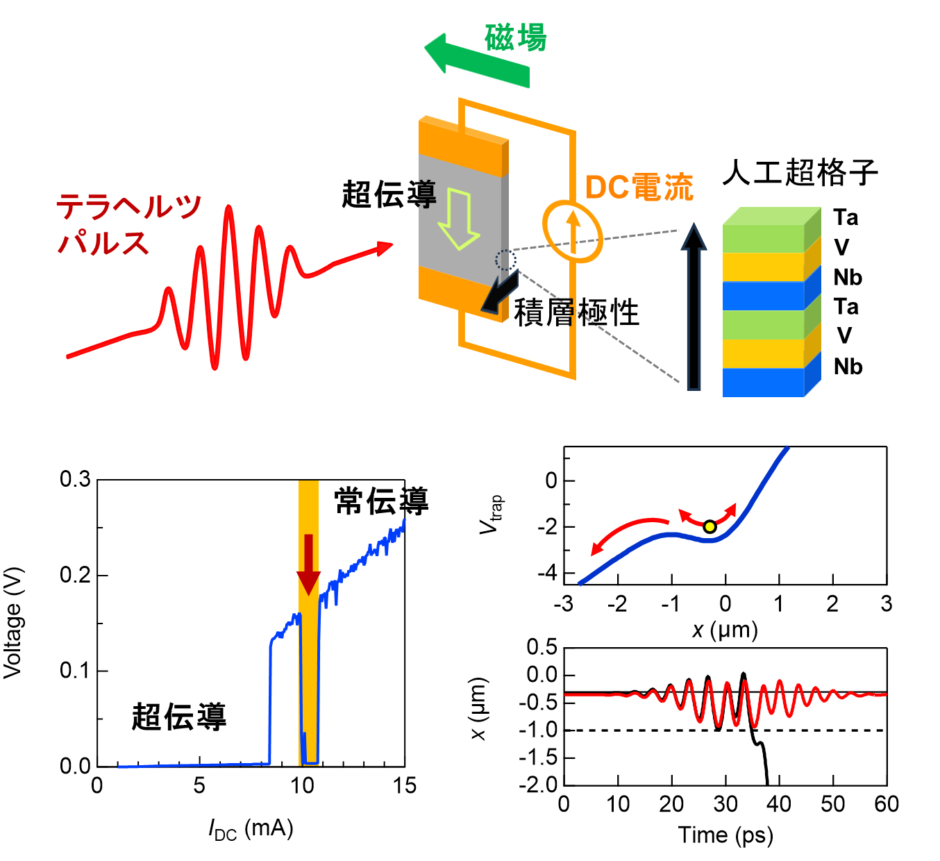人工超伝導超格子における、直流電流とテラヘルツ高速電流の相互作用