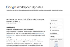 Google Meet、高解像度ビデオのサポートを強化