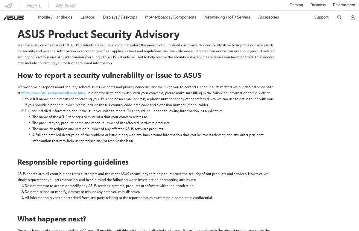 ASUS Product Security Advisory｜ASUS Global