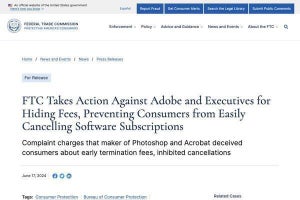 米当局、Adobeのサブスク解約手数料表示の不透明さに法的措置