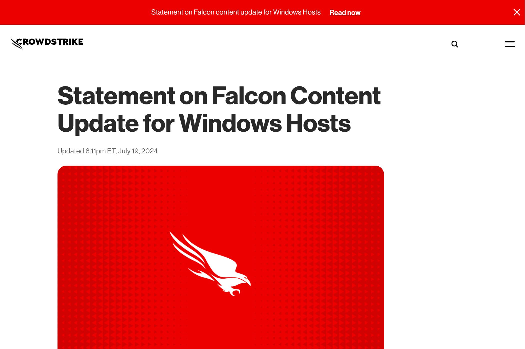 Statement on Falcon Content Update for Windows Hosts - crowdstrike.com