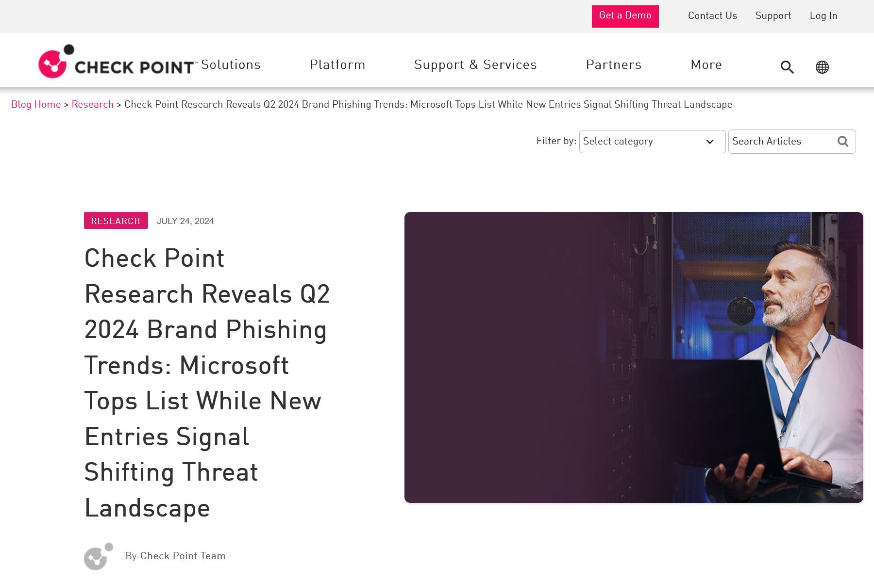 Check Point Research Reveals Q2 2024 Brand Phishing Trends: Microsoft Tops List While New Entries Signal Shifting Threat Landscape - Check Point Blog