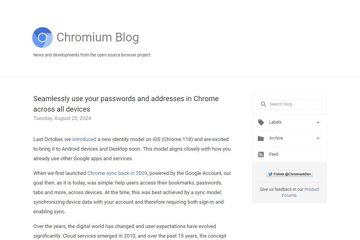 Chromium Blog: Seamlessly use your passwords and addresses in Chrome across all devices