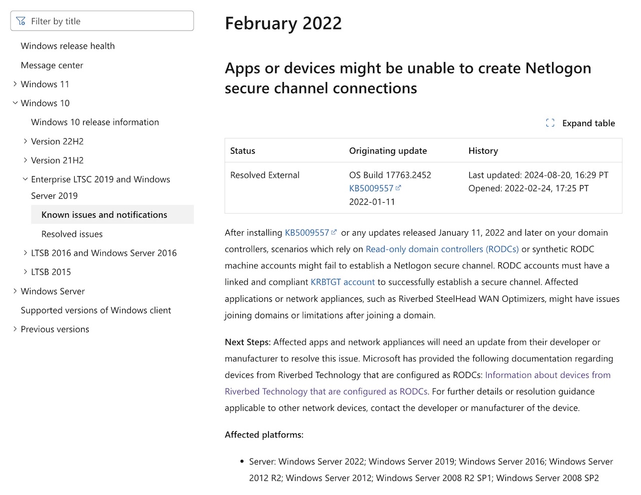 Apps or devices might be unable to create Netlogon secure channel connections