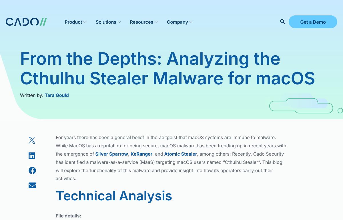 From the Depths: Analyzing the Cthulhu Stealer Malware for macOS