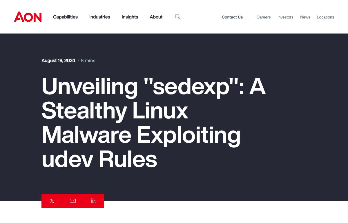 Unveiling sedexp: A Stealthy Linux Malware Exploiting udev Rules