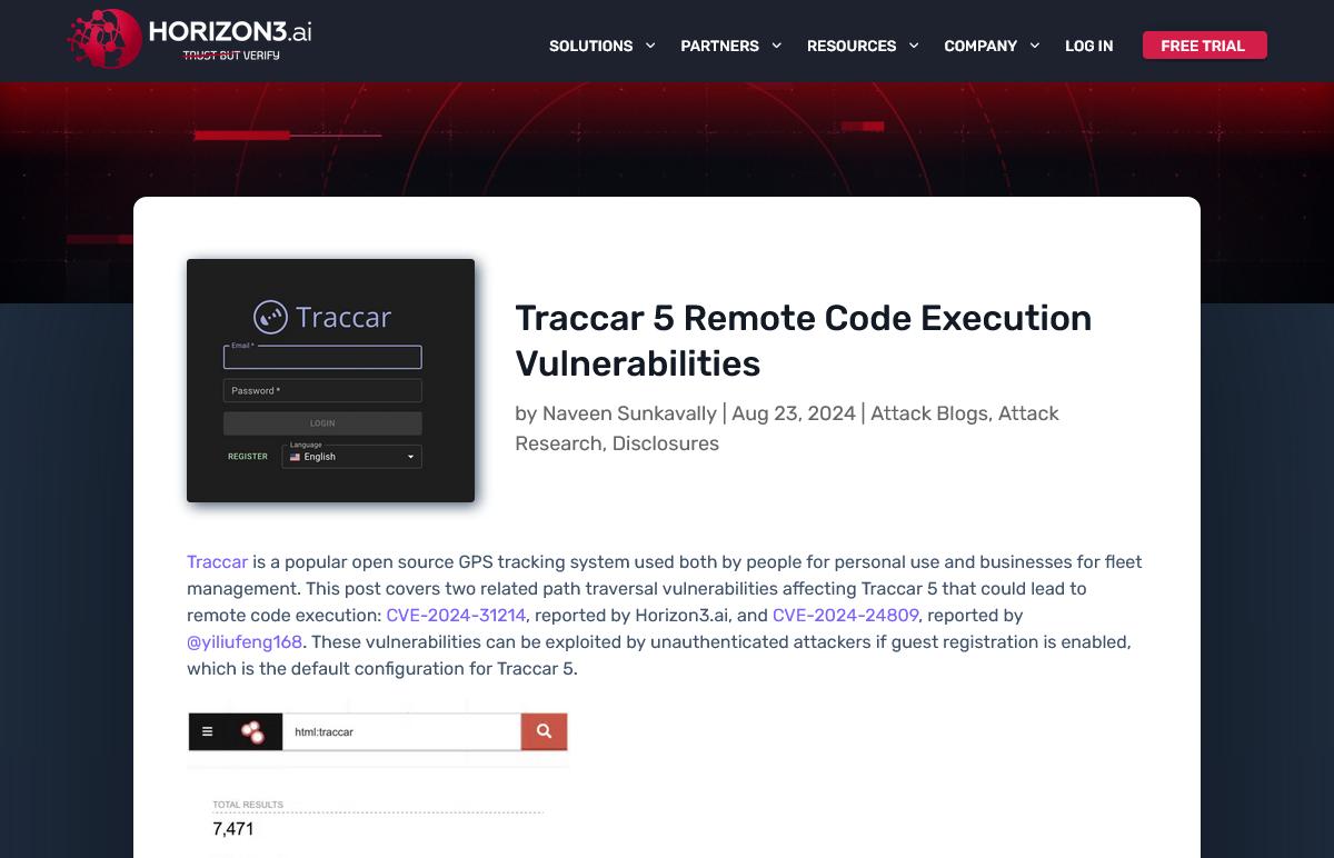 Traccar 5 Remote Code Execution Vulnerabilities – Horizon3.ai