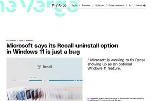 Recall機能のオン／オフ切り替え、Microsoftがバグと認める
