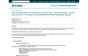 D-Linkの無線LANルータに緊急の脆弱性、使用中止または交換を