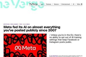 Meta、FacebookとInstagramに投稿されたコンテンツをAIトレーニングに利用