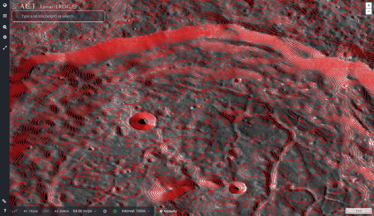 LROC QuickMapで、着陸地点の地形を比較してみた