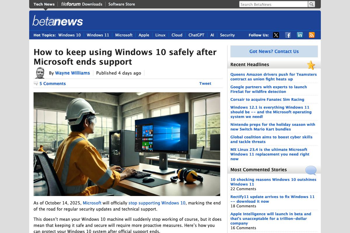How to keep using Windows 10 safely after Microsoft ends support
