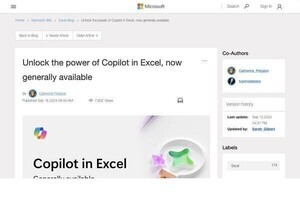 「Copilot in Excel」の一般提供開始、Python連携機能も発表