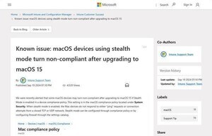 macOS Sequoiaがステルスモードで非準拠になる可能性、Microsoft Intune