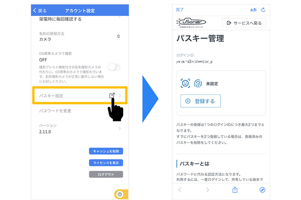 パスキー設定のイメージ