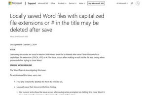 Microsoft Wordにファイルを削除する不具合発生中