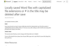 Word保存時にファイルが削除される問題、Microsoftが修正