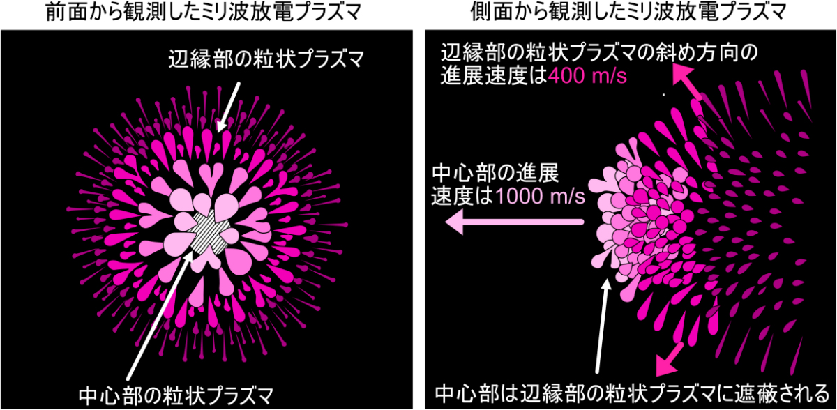 ハイスピードカメラで観測されたミリ波放電プラズマの概要図