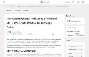 Microsoft、DNSSECを使用した受信SMTP DANEの一般提供を開始