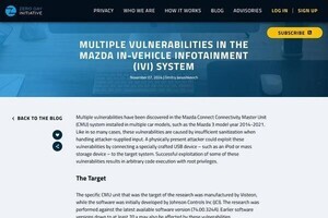 マツダコネクトにゼロデイの脆弱性、USBコネクタから乗っ取りの恐れ