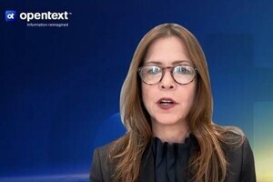 オープンテキストのデニース社長、AIを核とした事業戦略を説明