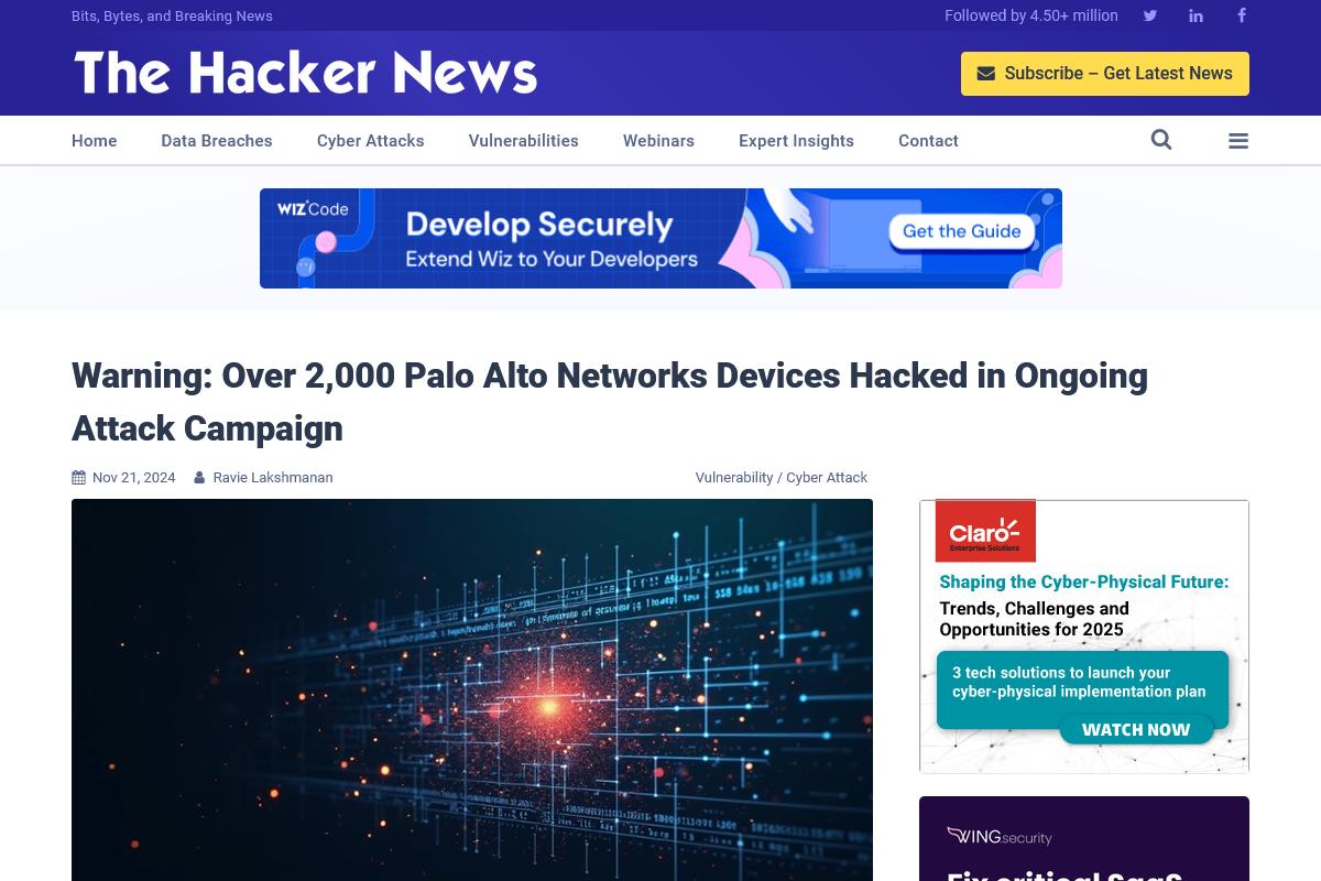 Warning: Over 2、000 Palo Alto Networks Devices Hacked in Ongoing Attack Campaign