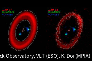 アルマ望遠鏡、すでに形成済みの系外惑星の外側に形成途中の惑星を観測