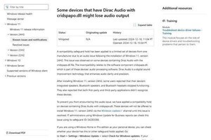 Dirac Audioを搭載したPCで不具合、Windows 11バージョン24H2の提供一時停止