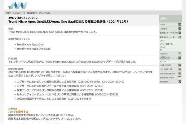 トレンドマイクロ製品に脆弱性、確認とアップデートを - JPCERT/CC