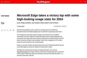 Microsoftが好調なEdgeレビュー発表もThe Registerは否定的見解