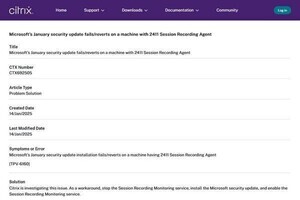 Citrix製品に1月のWindows更新プログラムをインストールできない不具合