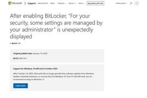 BitLockerを使うと警告表示？ Microsoftが原因を調査中