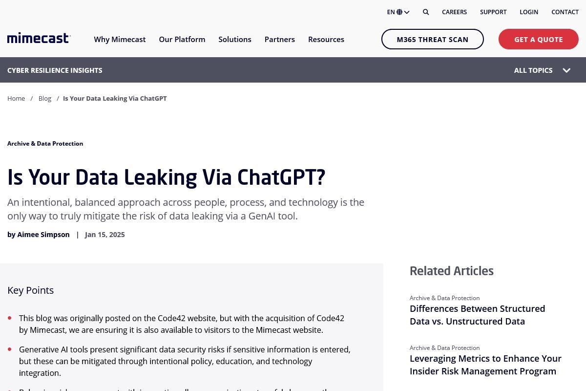 Does ChatGPT Leak Sensitive Data?｜ChatGPT Data Leak｜Mimecast