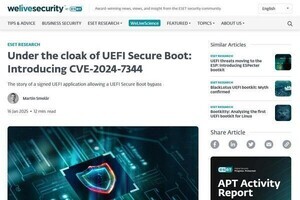 UEFIセキュアブートを回避できる脆弱性、7つのアプリに発見、ESETが警鐘