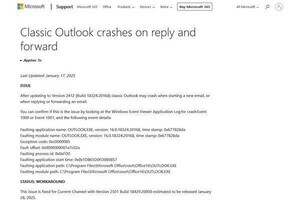 メールの返信でOutlookがクラッシュ、ダウングレード推奨