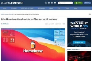 Mac向けパッケージマネージャー「Homebrew」の偽サイトに注意、マルウェアに感染