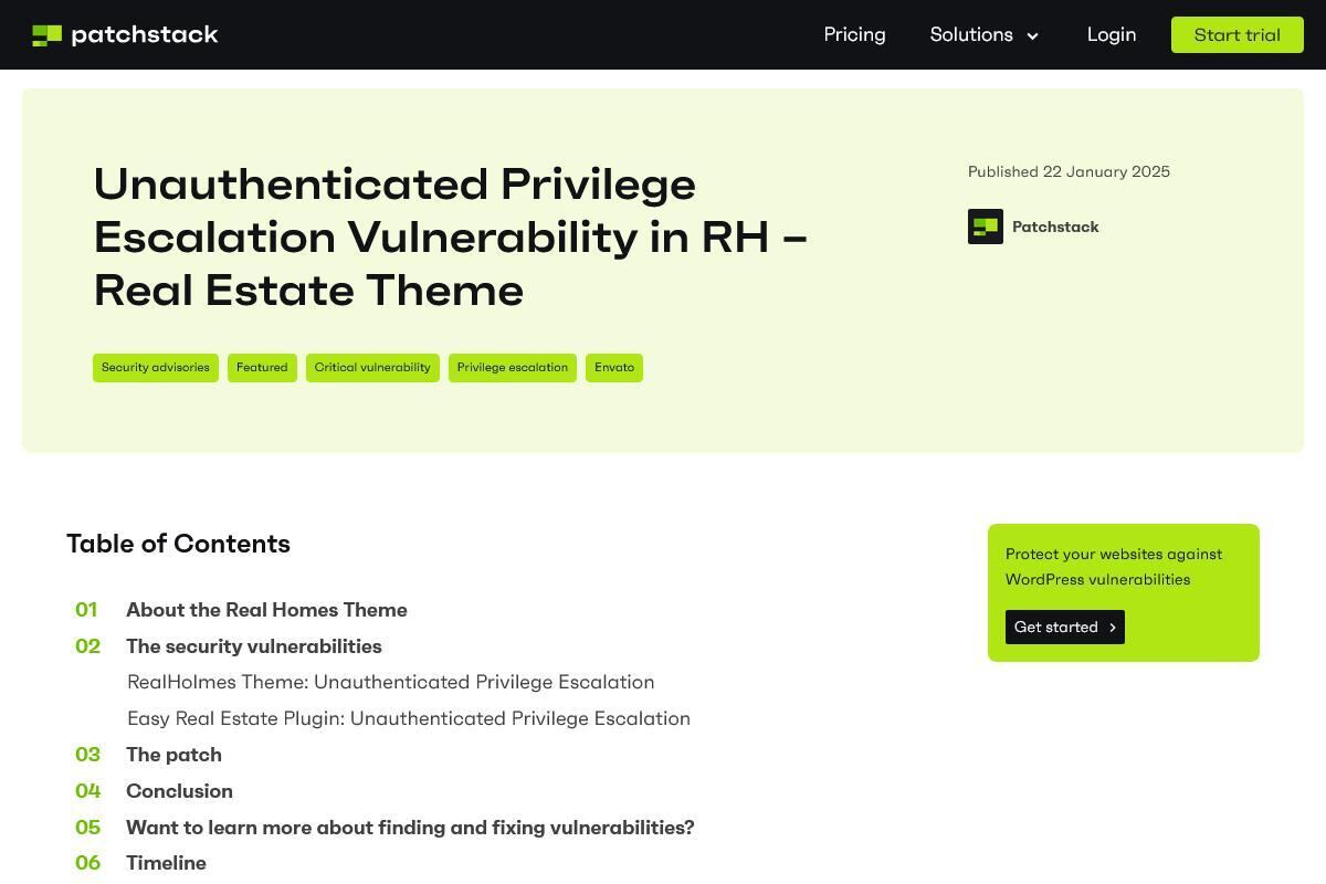 Privilege Escalation Vulnerability Patched in RealHome Theme