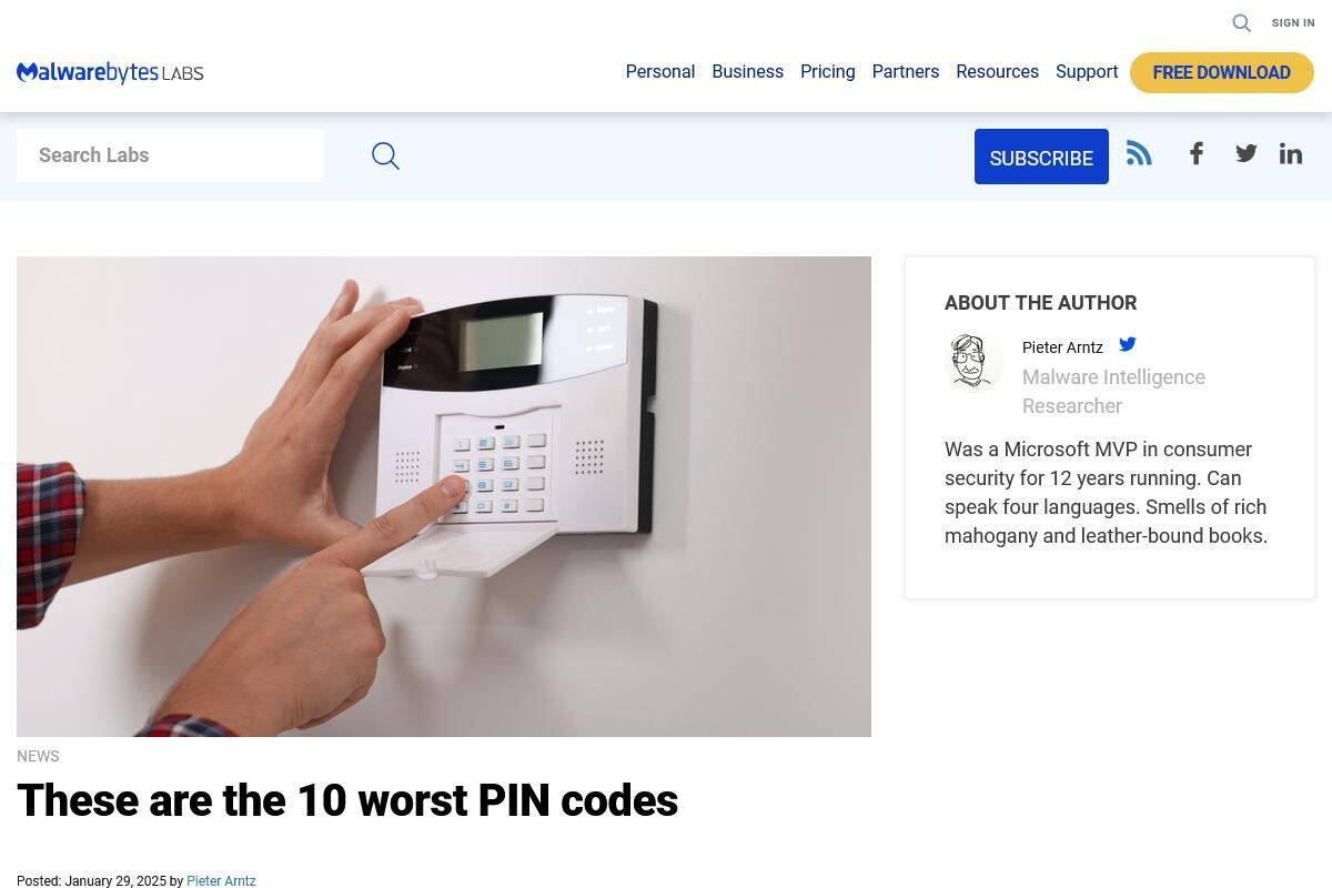These are the 10 worst PIN codes｜Malwarebytes