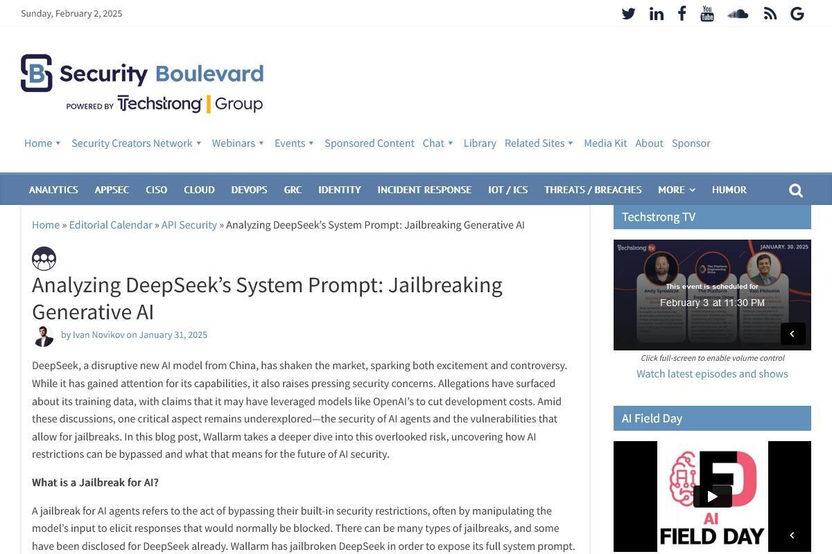 Analyzing DeepSeek’s System Prompt: Jailbreaking Generative AI - Security Boulevard