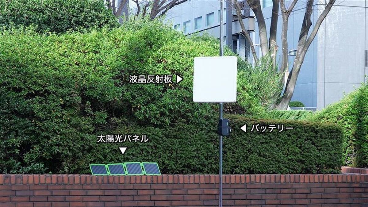 屋外に設置された液晶反射板