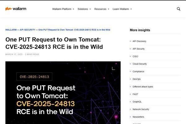 Apache Tomcatの新しい脆弱性、すぐに悪用される