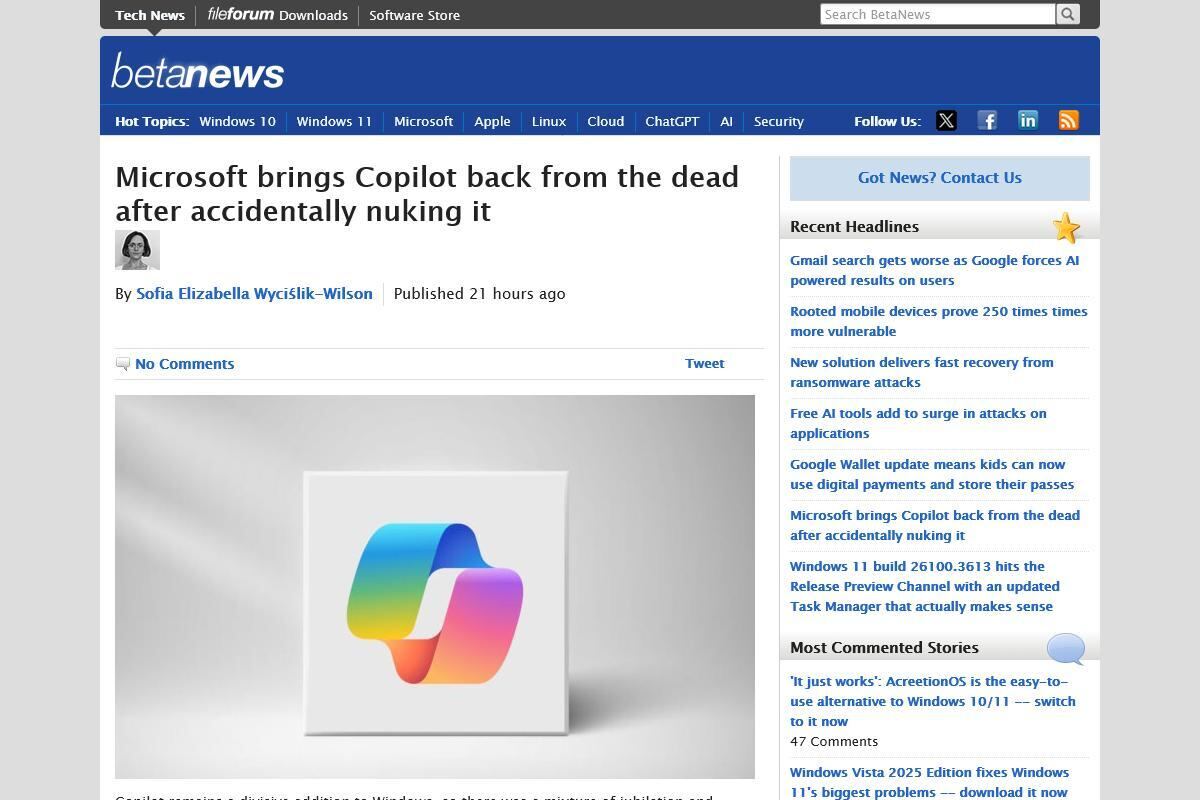 Microsoft brings Copilot back from the dead after accidentally nuking it