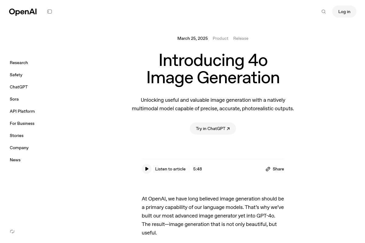 Introducing 4o Image Generation｜OpenAI